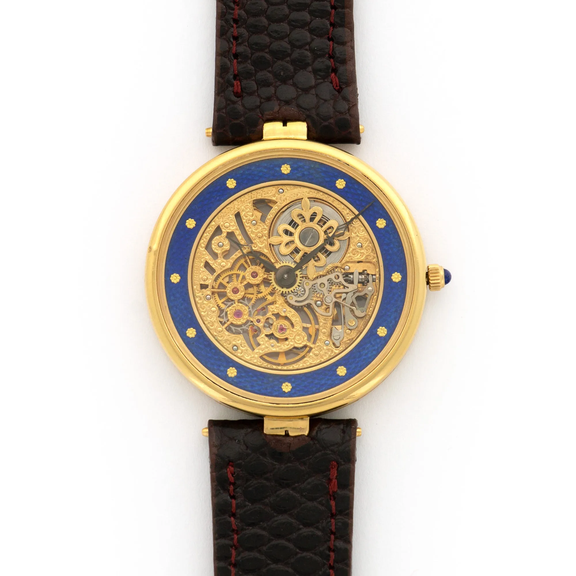 Patek Philippe Yellow Gold Skeletonized Enamel Watch Ref. 3885