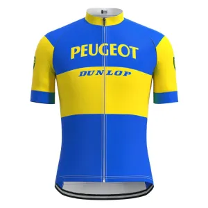 Peugeot Blue Yellow Vintage Short Sleeve Cycling Jersey Top