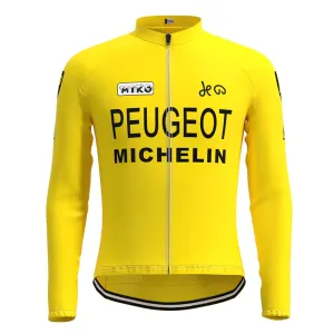 Peugeot Yellow Vintage Long Sleeve Cycling Jersey Top