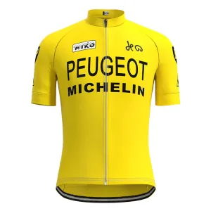Peugeot Yellow Vintage Short Sleeve Cycling Jersey Top