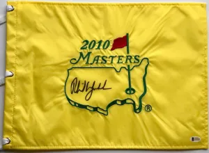 Phil Mickelson Signed Autographed 2010 Masters Golf Pin Flag (Beckett COA)