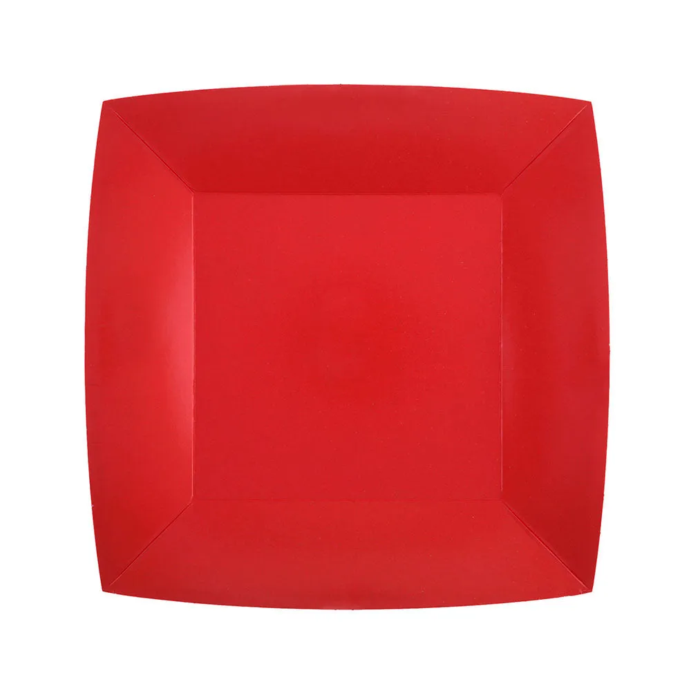 Piatto Biocompostabile Rosso 18 x 18 cm - 10 pezzi