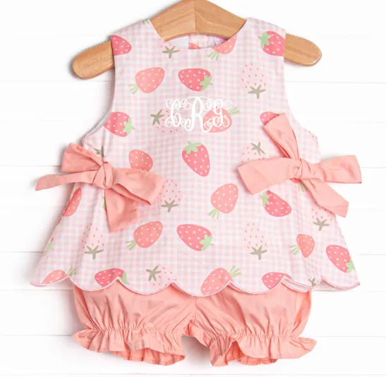Pineberry Picnic Bloomer Set, Pink