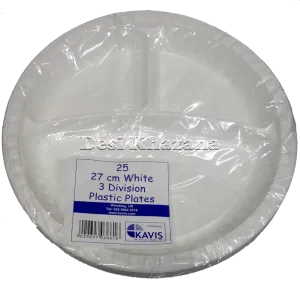 Plastic Disposable Plates (3 Compartments)