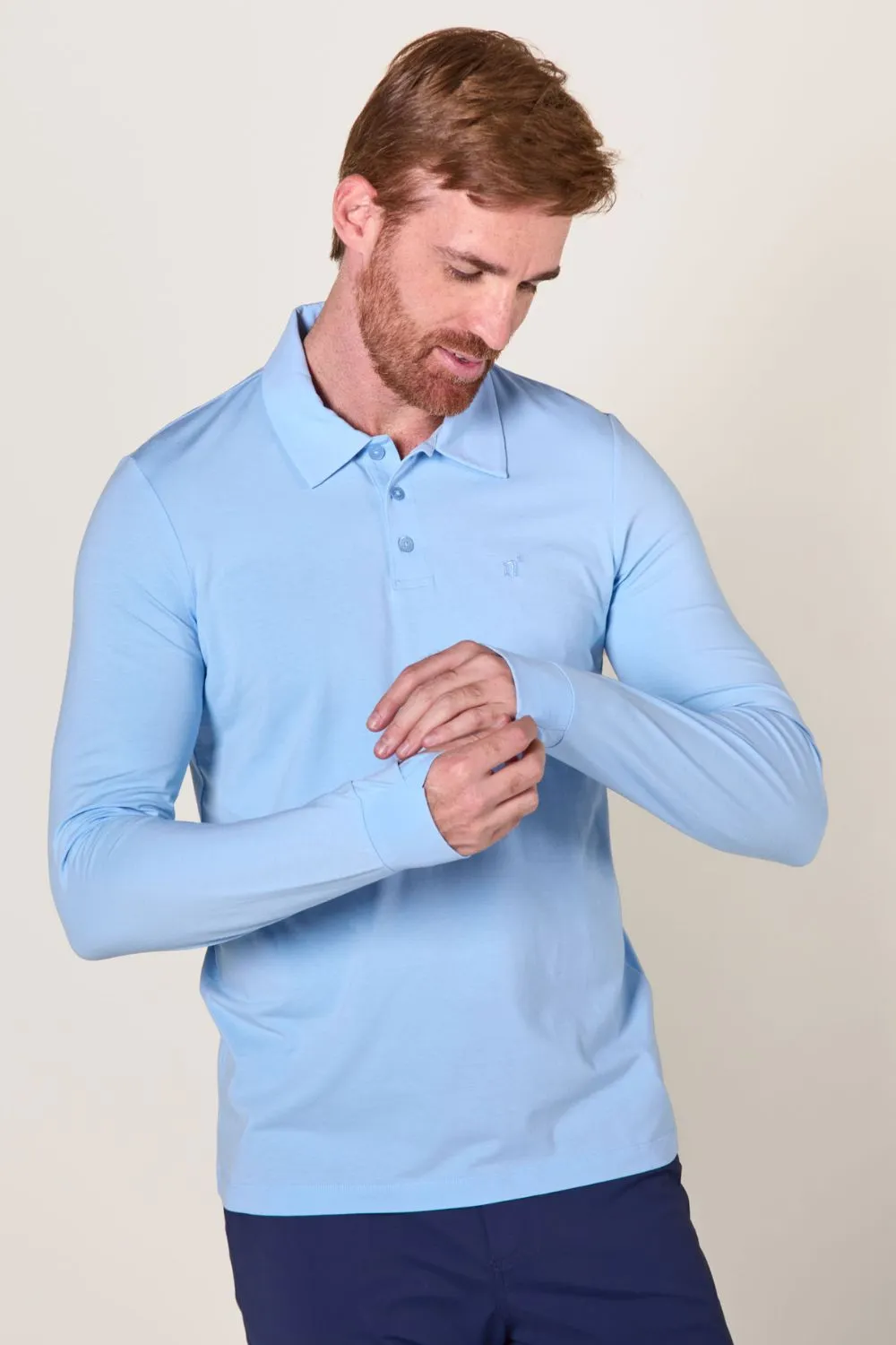 Polo anti-UV homme à manches longues Lite - Bleuet Ensoleillé - Nuvées