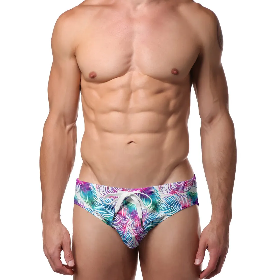 Pool Boy Light Palm Leaf Swim Brief