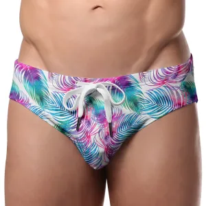 Pool Boy Light Palm Leaf Swim Brief