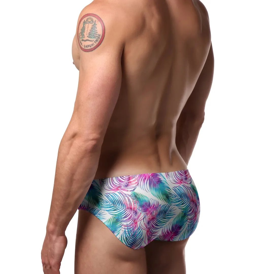 Pool Boy Light Palm Leaf Swim Brief