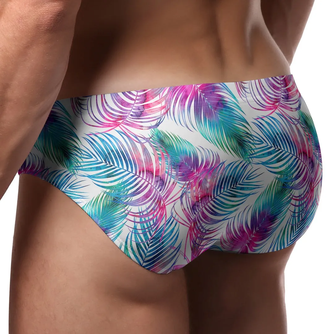 Pool Boy Light Palm Leaf Swim Brief
