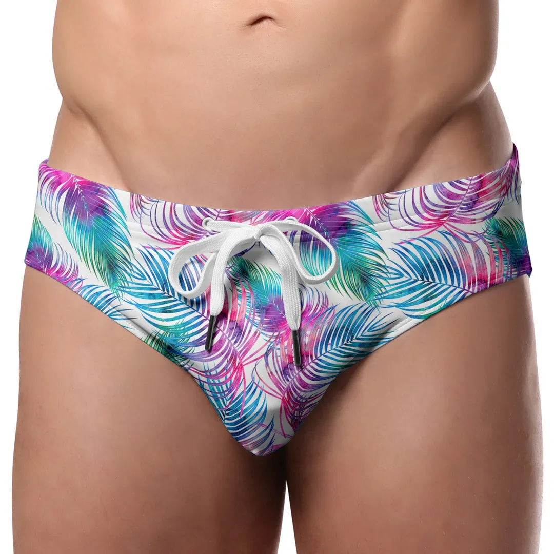 Pool Boy Light Palm Leaf Swim Brief