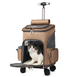 Portable Folding Trolley Pet Backpack Traveling Cat