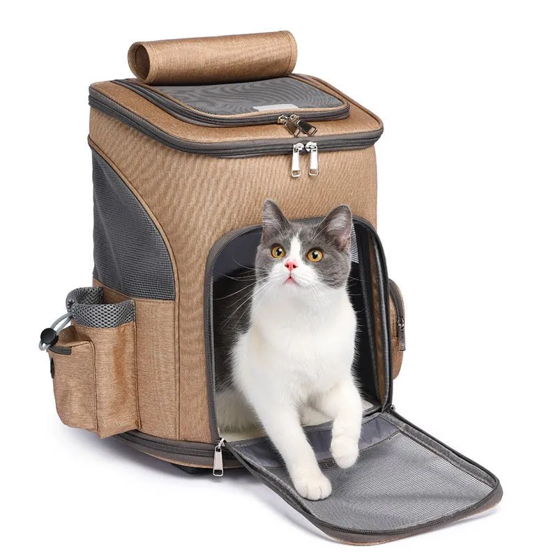 Portable Folding Trolley Pet Backpack Traveling Cat