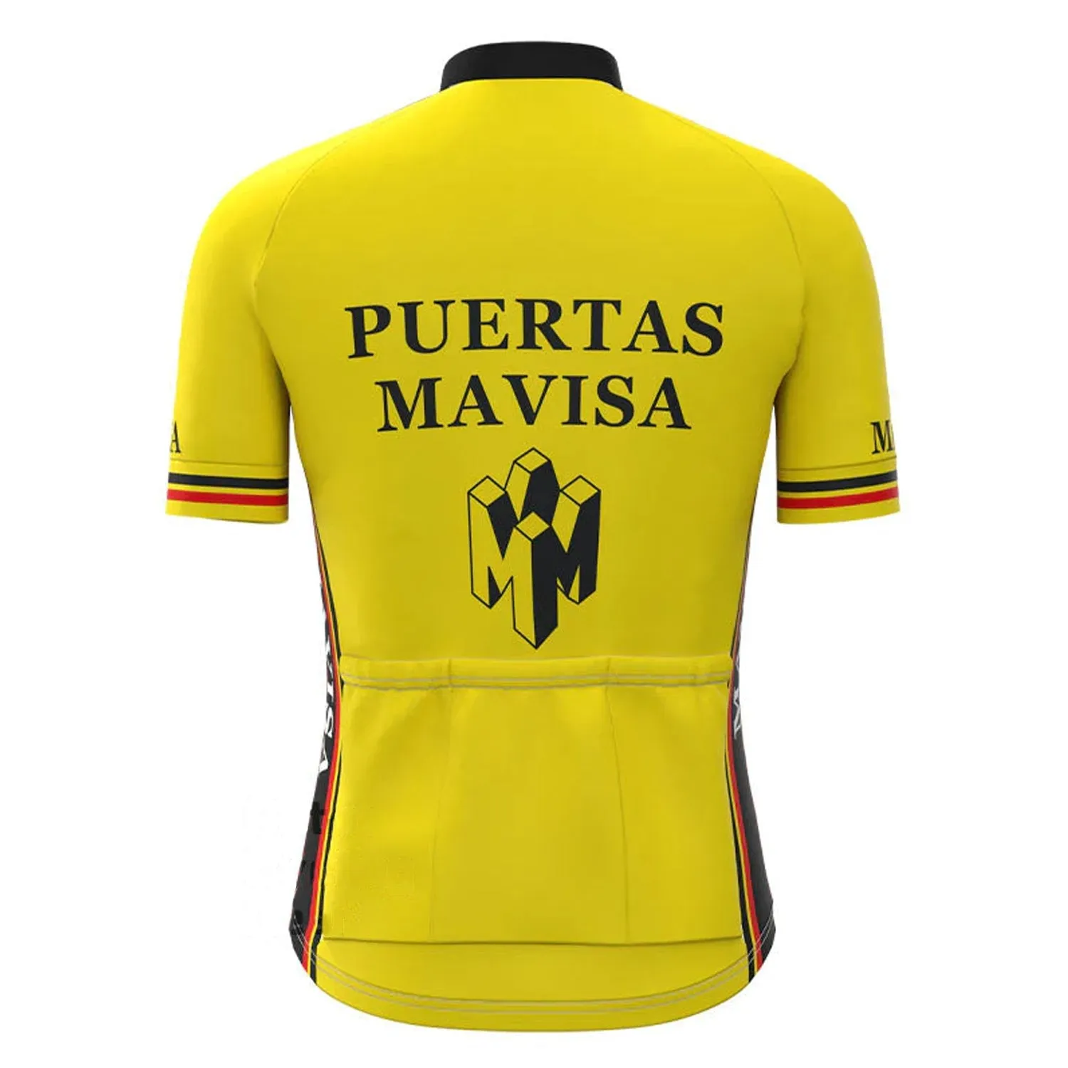 Puertas Mavisa Yellow Vintage Short Sleeve Cycling Jersey Top