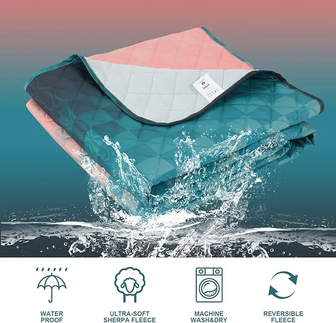 PY SUPER MODE Hooded Outdoor Blanket, Extra Large 82"x 55" Camping Blanket, Quilted, Thick Fleece, Warm, Windproof, Sand Proof, Portable and Wear-Resistant, Perfect for Stadium, Picnic, Camping…