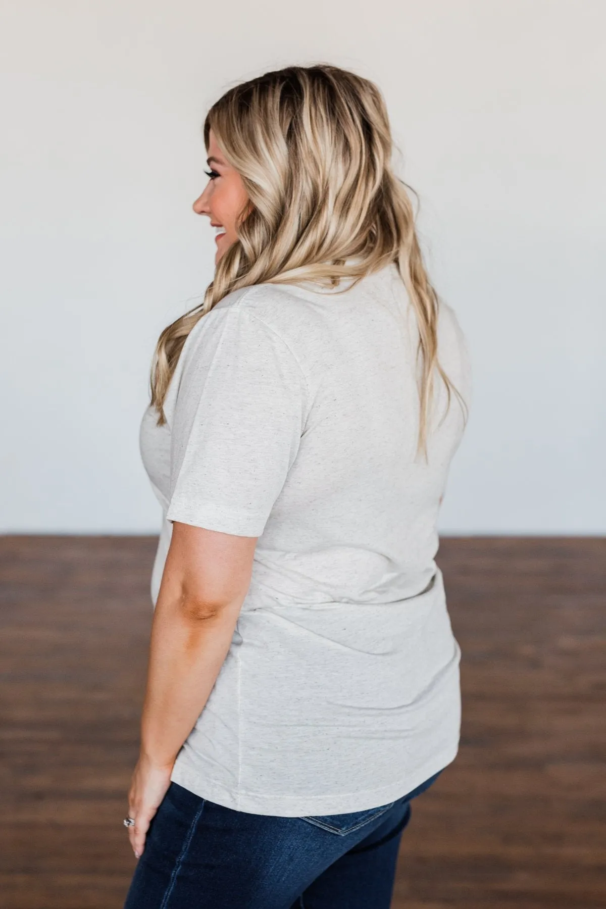 "Grateful, Blessed, Thankful" Graphic Tee- Heathered Oatmeal