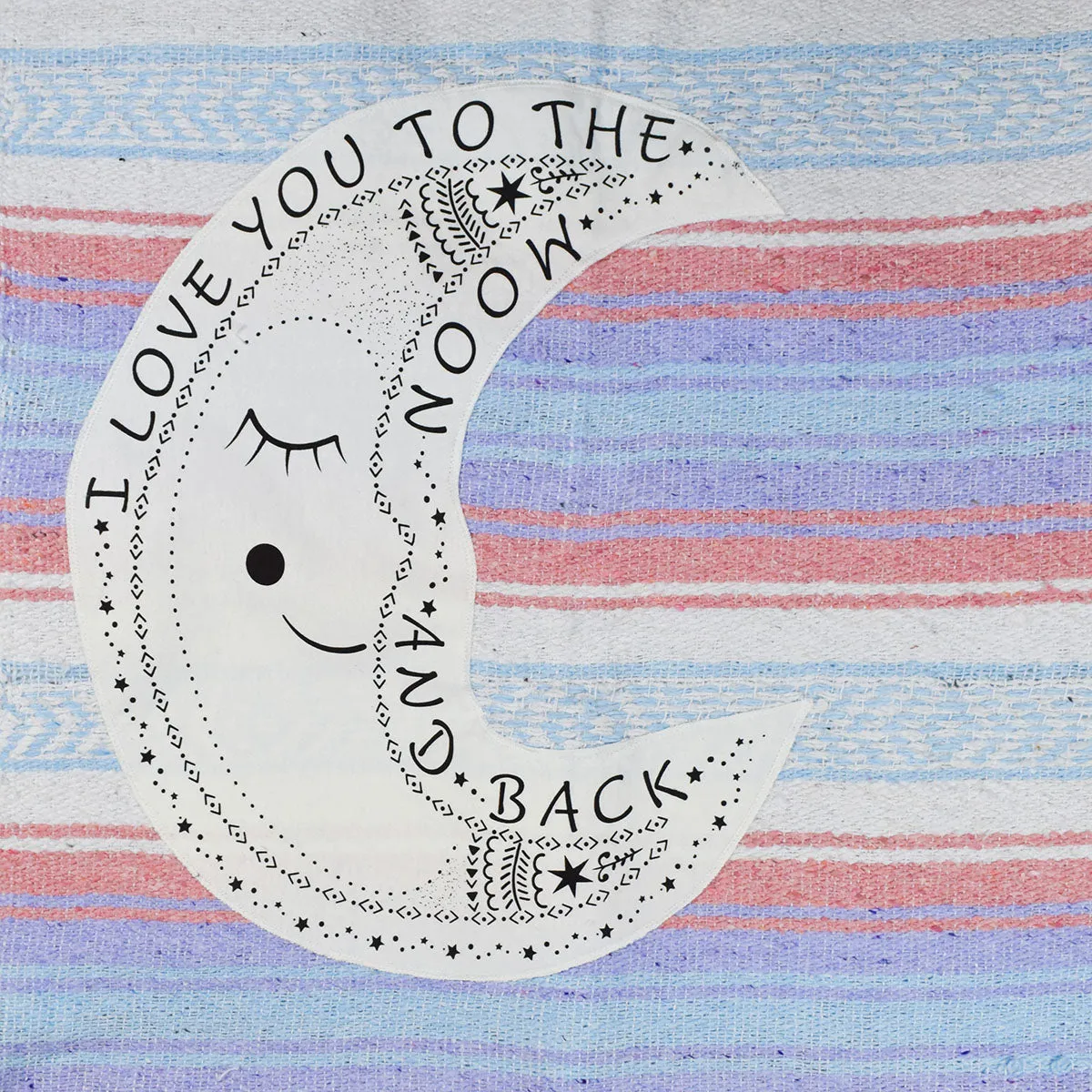"I Love You to the Moon" - Purple/Pink Throw - Falza Mexican Blanket