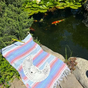 "I Love You to the Moon" - Purple/Pink Throw - Falza Mexican Blanket