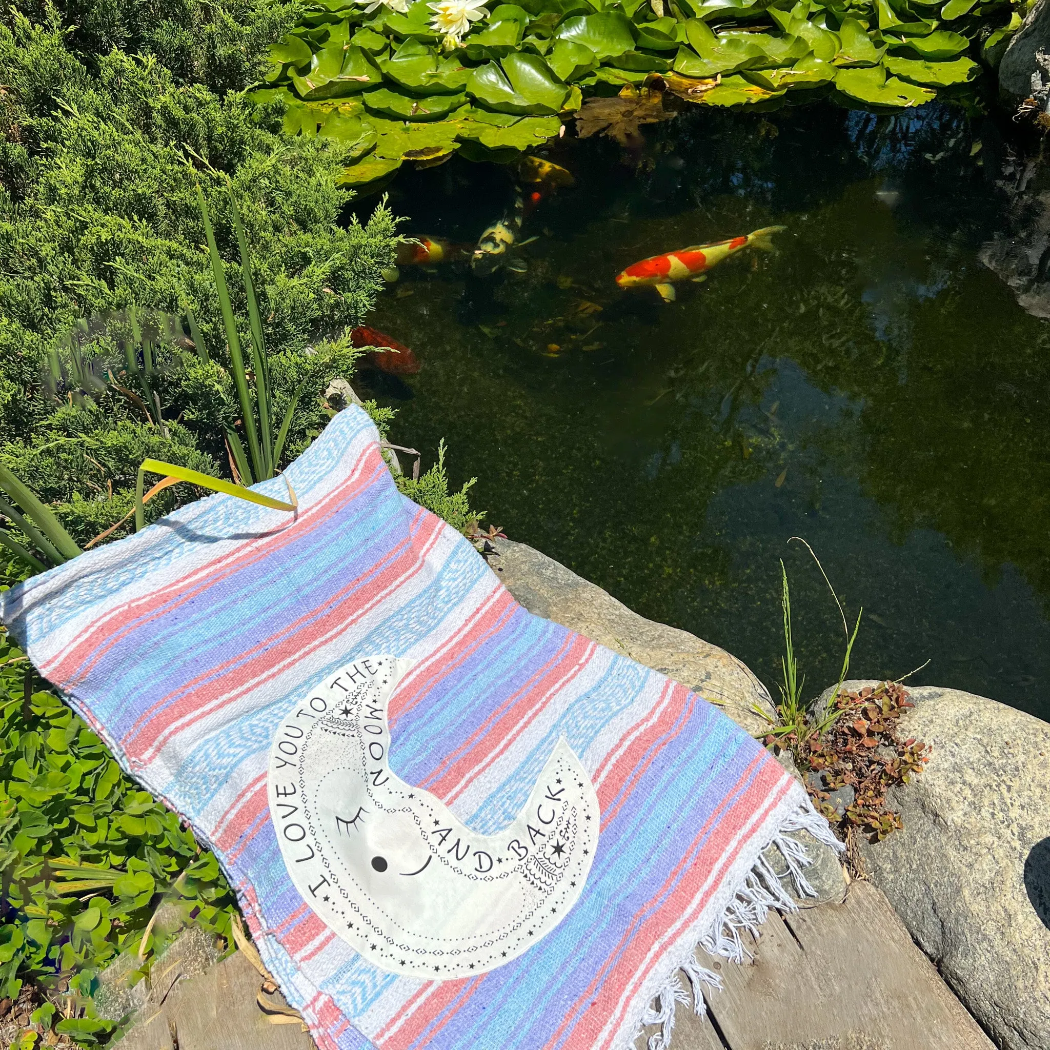 "I Love You to the Moon" - Purple/Pink Throw - Falza Mexican Blanket