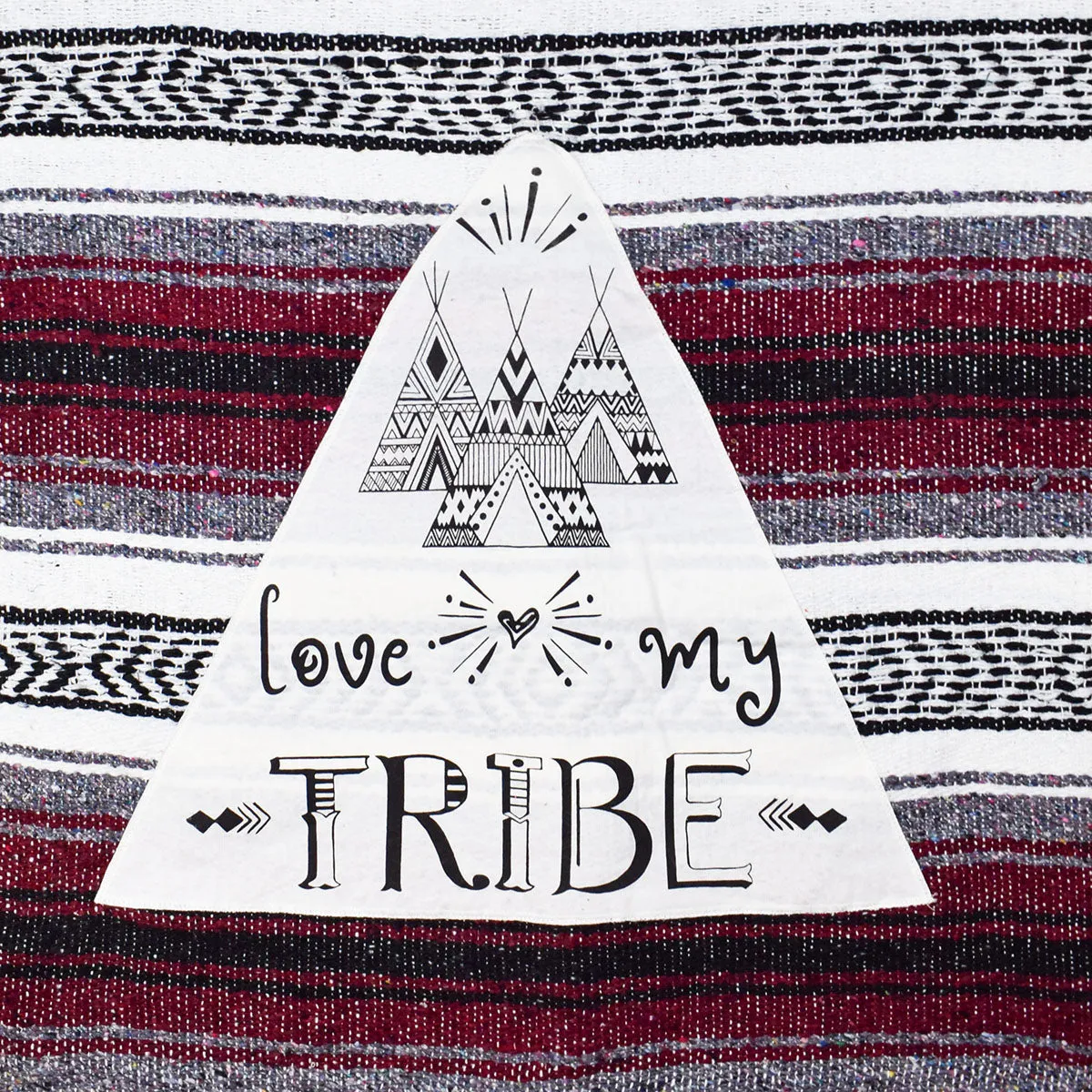 "Love My Tribe" - Burgundy Throw - Falza Mexican Blanket - Wholesale