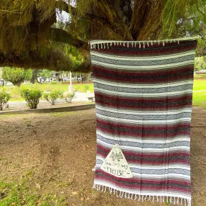 "Love My Tribe" - Burgundy Throw - Falza Mexican Blanket - Wholesale