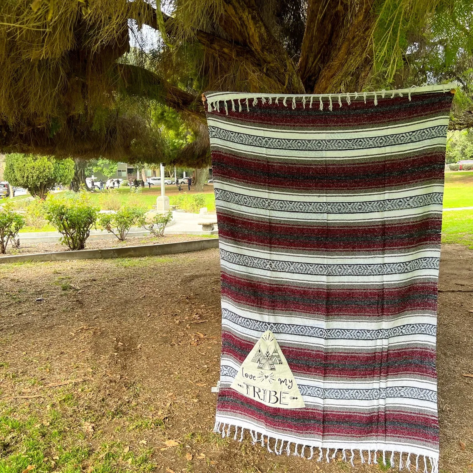 "Love My Tribe" - Burgundy Throw - Falza Mexican Blanket - Wholesale