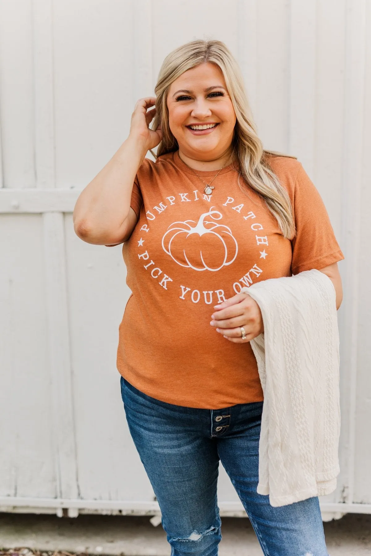 "Pumpkin Patch, Pick Your Own" Graphic Tee- Copper