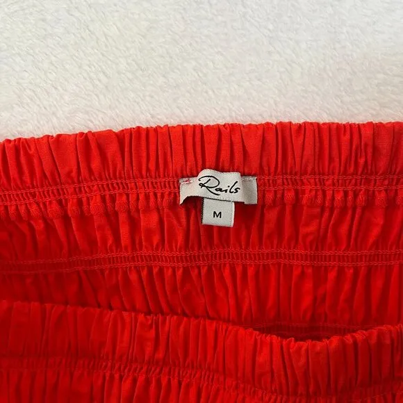 Rails Red Selena Grenadine Cotton Blend Smocked Skirt Ret $198 Vacation Revolve