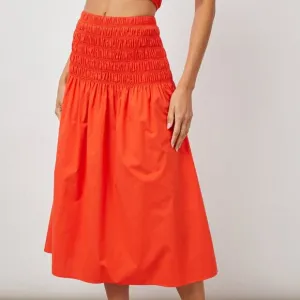 Rails Red Selena Grenadine Cotton Blend Smocked Skirt Ret $198 Vacation Revolve