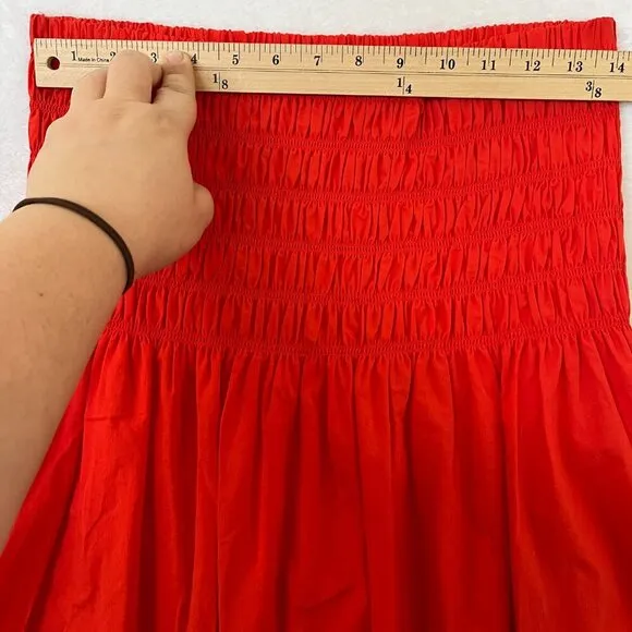 Rails Red Selena Grenadine Cotton Blend Smocked Skirt Ret $198 Vacation Revolve