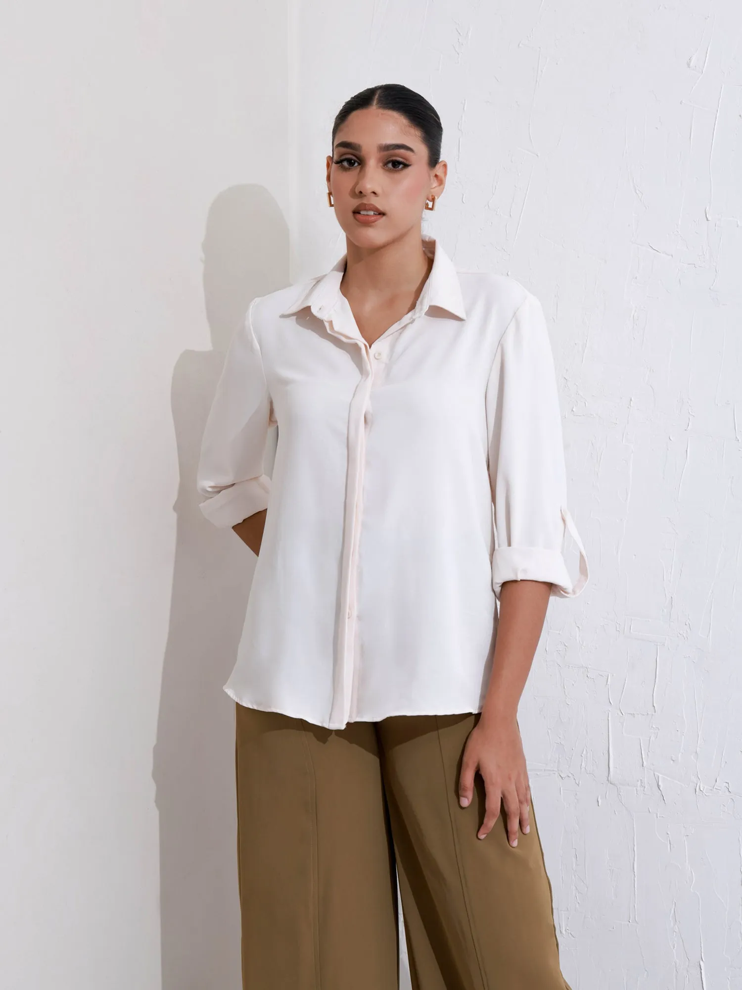 Regular Fit Hidden Placket Shirt