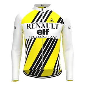 Renault ELF Yellow Stripe Vintage Long Sleeve Cycling Jersey Top