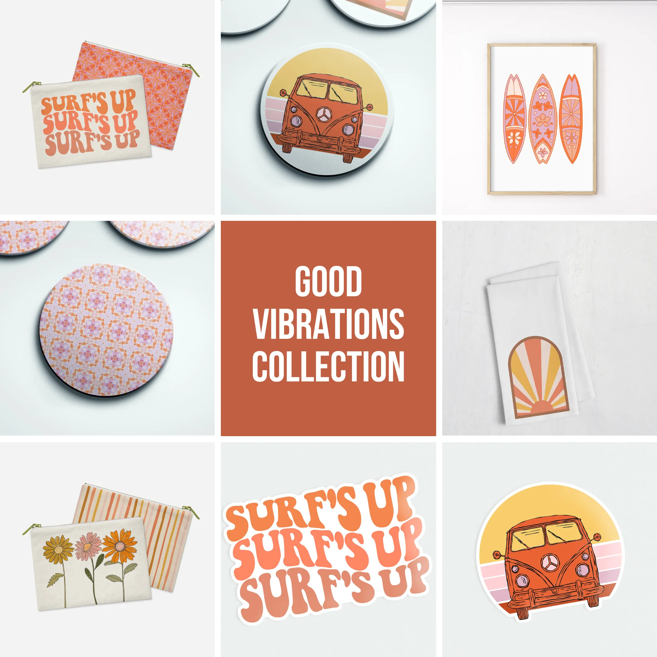 Retro Beach Van Accessory Pouch | Good Vibrations Collection