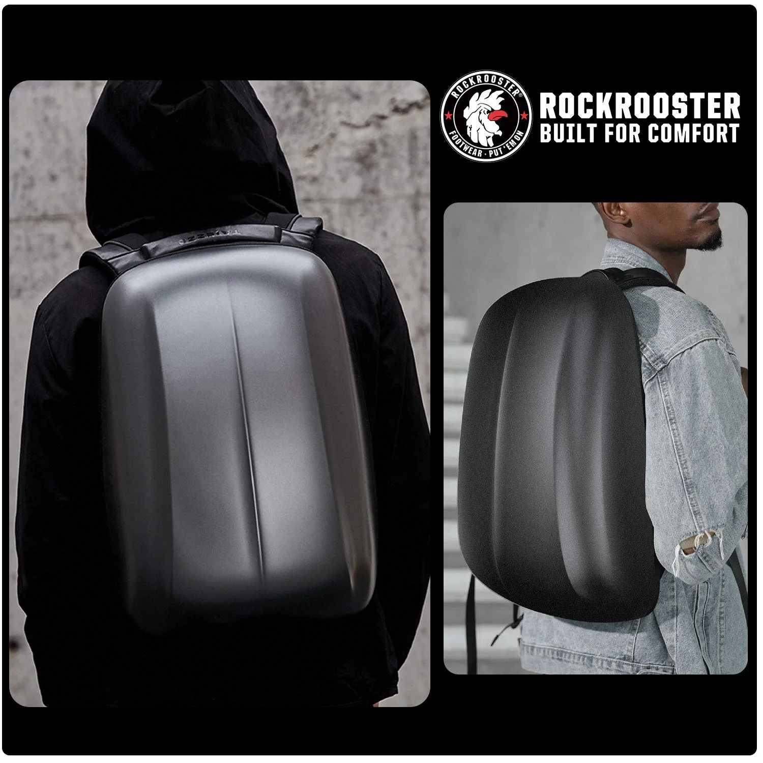 ROCKROOSTER Streamlined Backpack Helmet Cycling Bag, Apus, Computer Bag, Motorcycle Backpack, Anti Theft, Waterproof, Hard Shell Shaping Bag- A1-BK