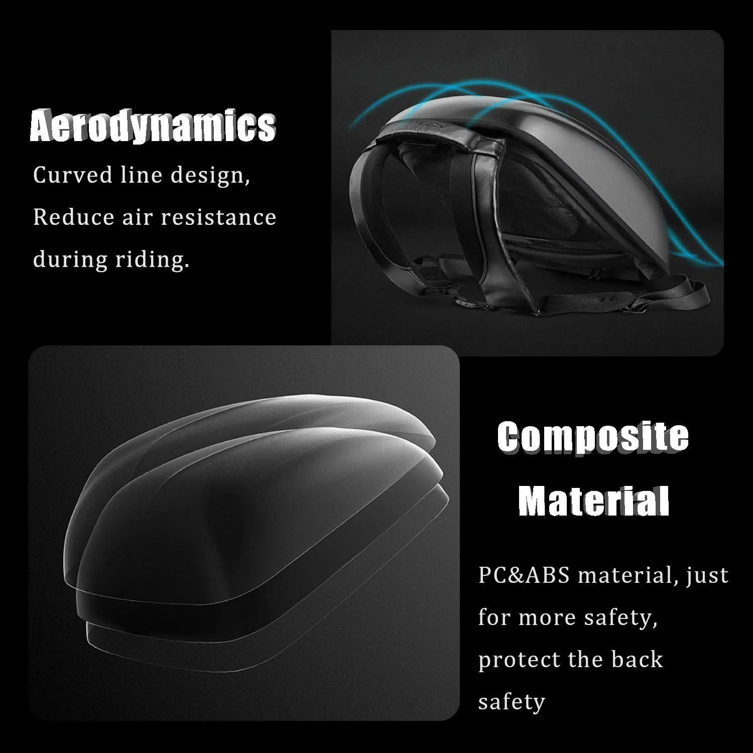 ROCKROOSTER Streamlined Backpack Helmet Cycling Bag, Apus, Computer Bag, Motorcycle Backpack, Anti Theft, Waterproof, Hard Shell Shaping Bag- A1-BK