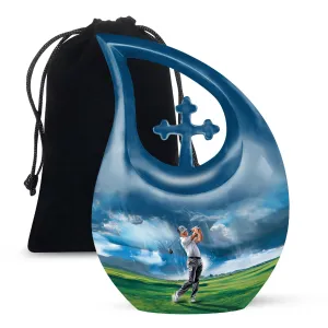 Rustic Golf-Inspired Memorial Urn: Caring Tribute Urn For Ashes