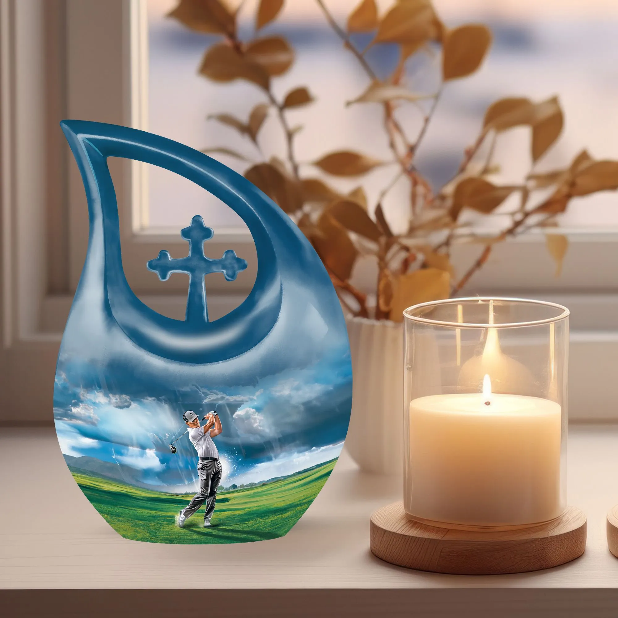 Rustic Golf-Inspired Memorial Urn: Caring Tribute Urn For Ashes