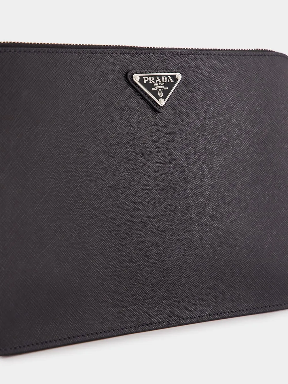Saffiano Leather Zipper Pouch