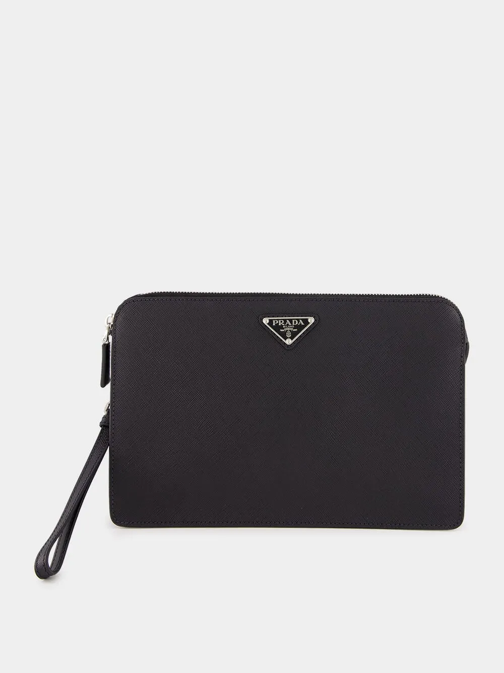 Saffiano Leather Zipper Pouch