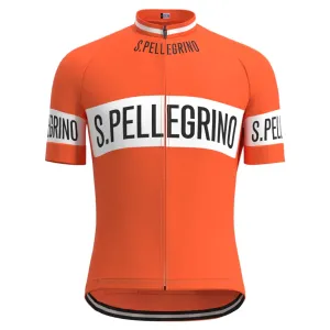 San Pellegrino Orange Vintage Short Sleeve Cycling Jersey Top
