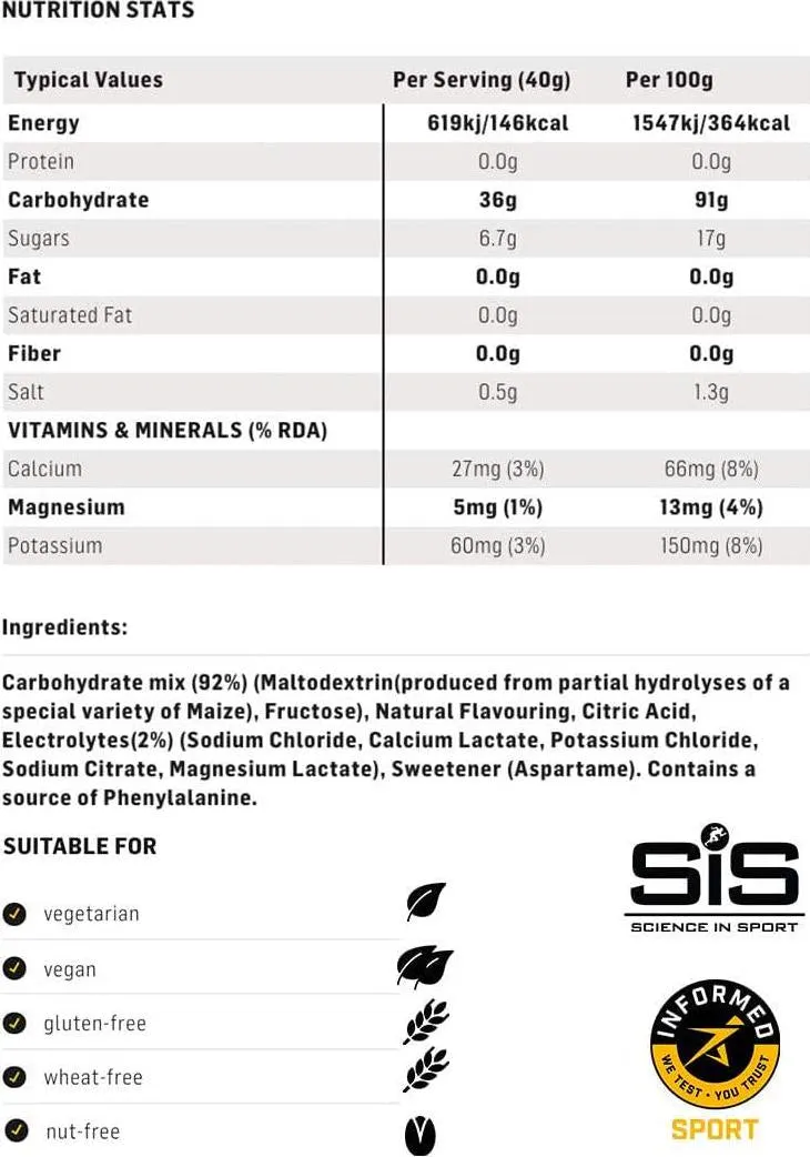 SCIENCE IN SPORT Electrolyte Powder, 36g Carbohydrates to Boost Endurance, Electrolytes to Enhance Hydration and Reduce Fatigue, Energy Drink Powder for Running, Cycling, Triathlon, Orange - 3.5 lb