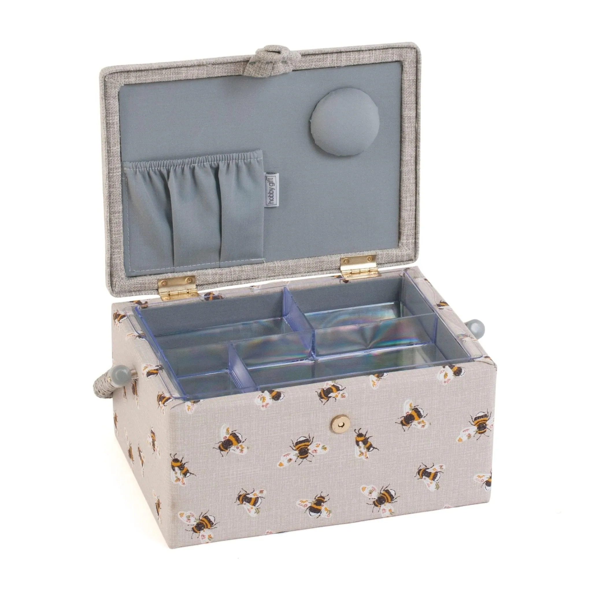 Sewing Box | Hobby Gift | Embroidered Bees - Bee Happy