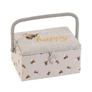 Sewing Box | Hobby Gift | Embroidered Bees - Bee Happy
