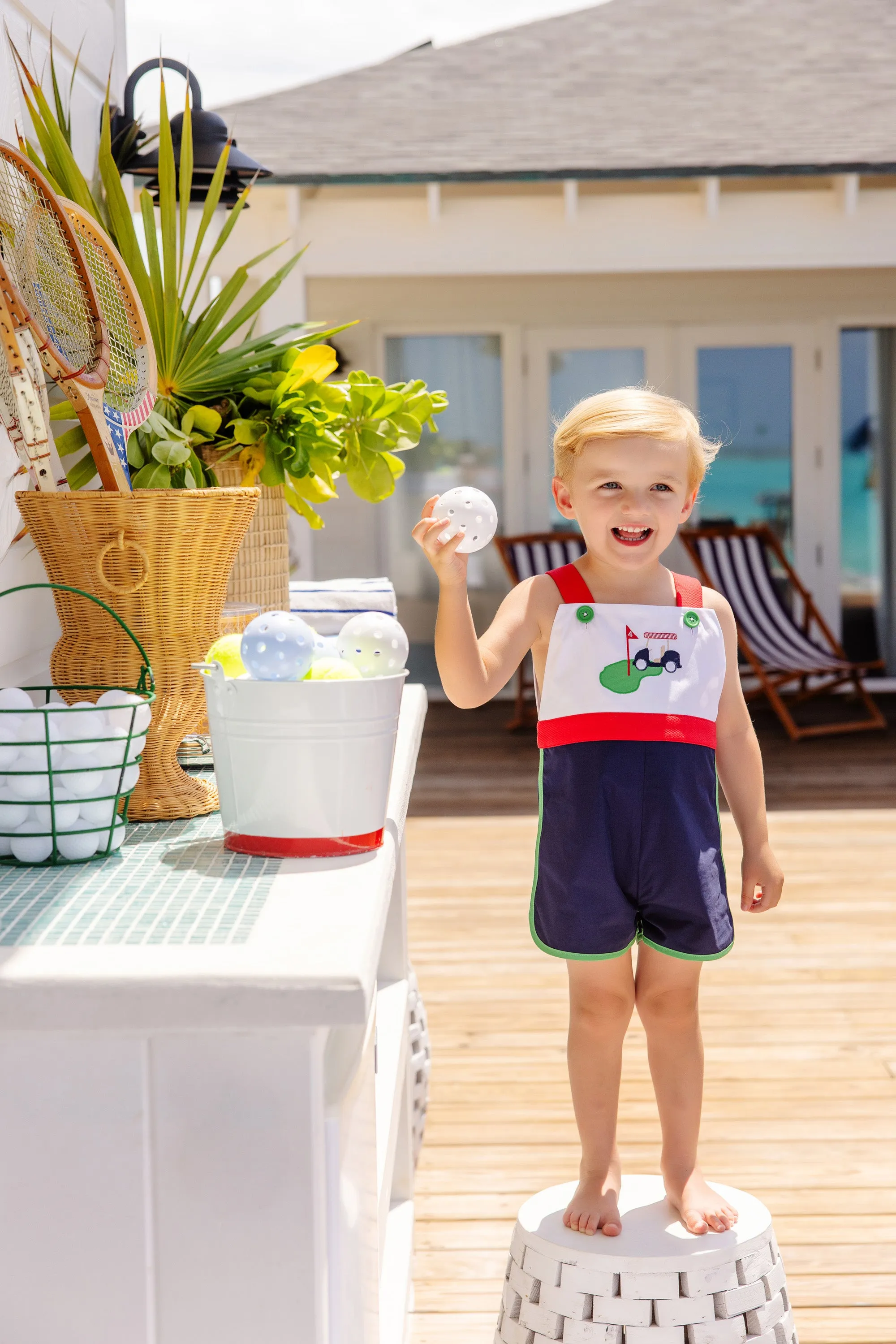 Shadwell Shortall - Nantucket Navy with Worth Avenue White, Richmond Red, Kiawah Kelly Green, & Golf Cart Applique