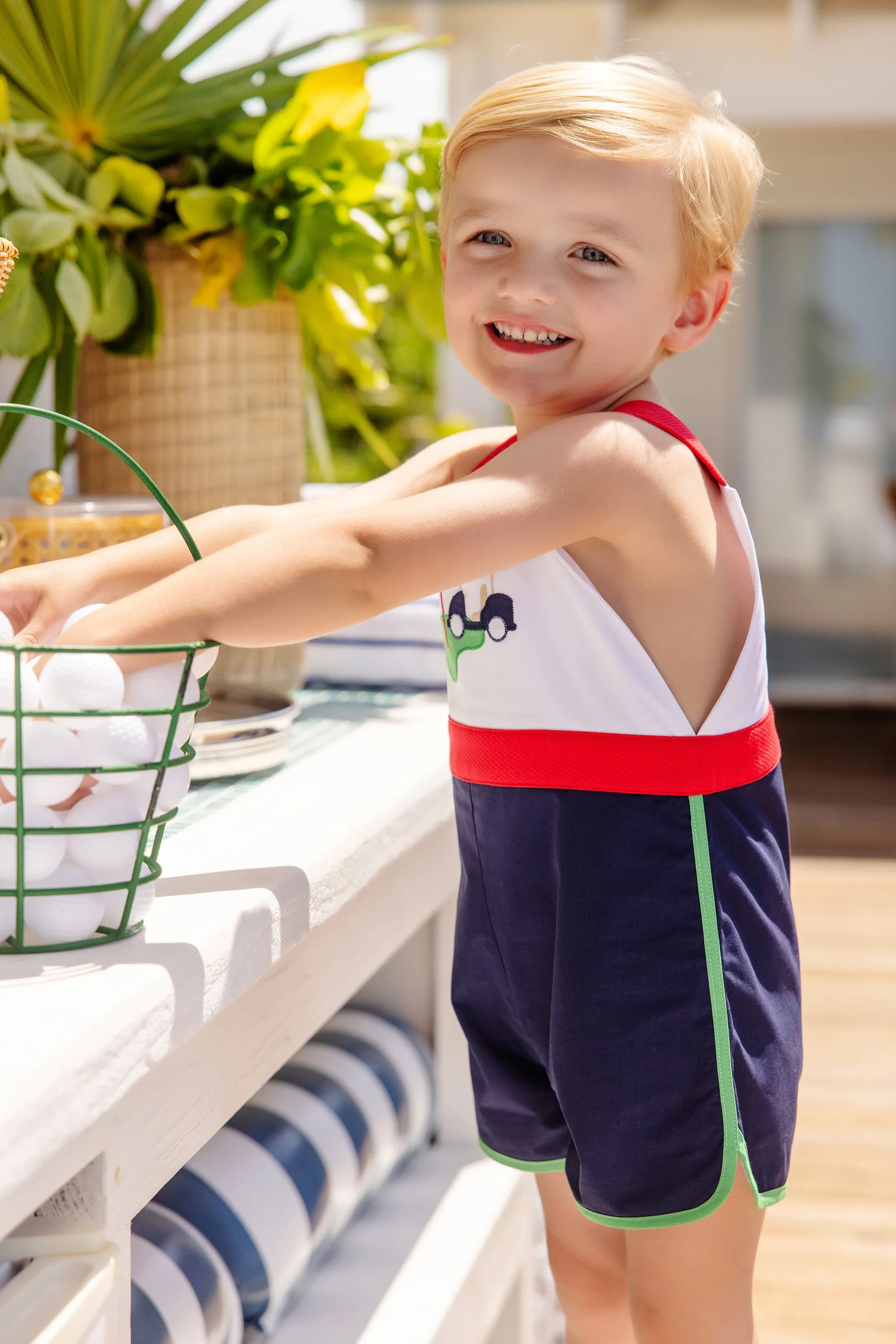 Shadwell Shortall - Nantucket Navy with Worth Avenue White, Richmond Red, Kiawah Kelly Green, & Golf Cart Applique