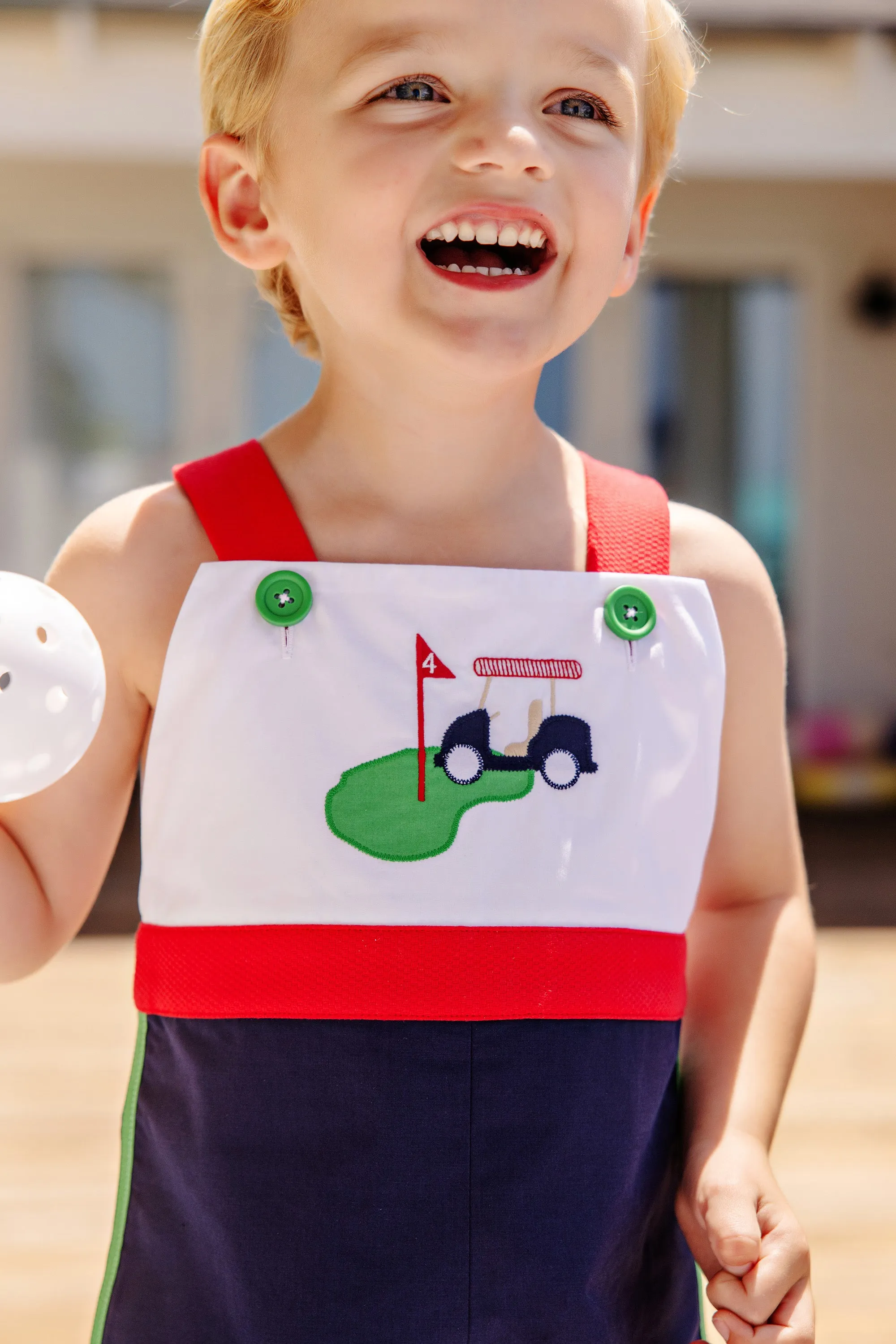 Shadwell Shortall - Nantucket Navy with Worth Avenue White, Richmond Red, Kiawah Kelly Green, & Golf Cart Applique