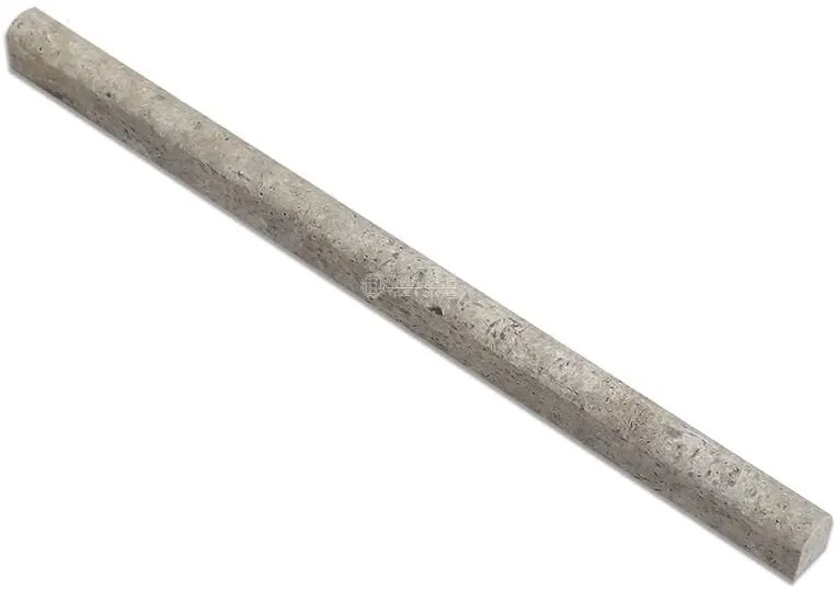 Silver (Pewter Blend) Travertine Honed 3/4 X 12 Bullnose Liner Trim Molding