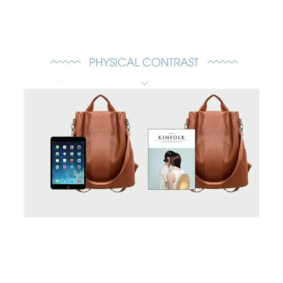 Sizzling Anti-Theft Vintage Style Leather Backpacks for Teenager Girls And Women School Bagpack For Females Travel Bags