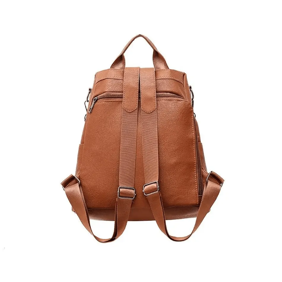 Sizzling Anti-Theft Vintage Style Leather Backpacks for Teenager Girls And Women School Bagpack For Females Travel Bags