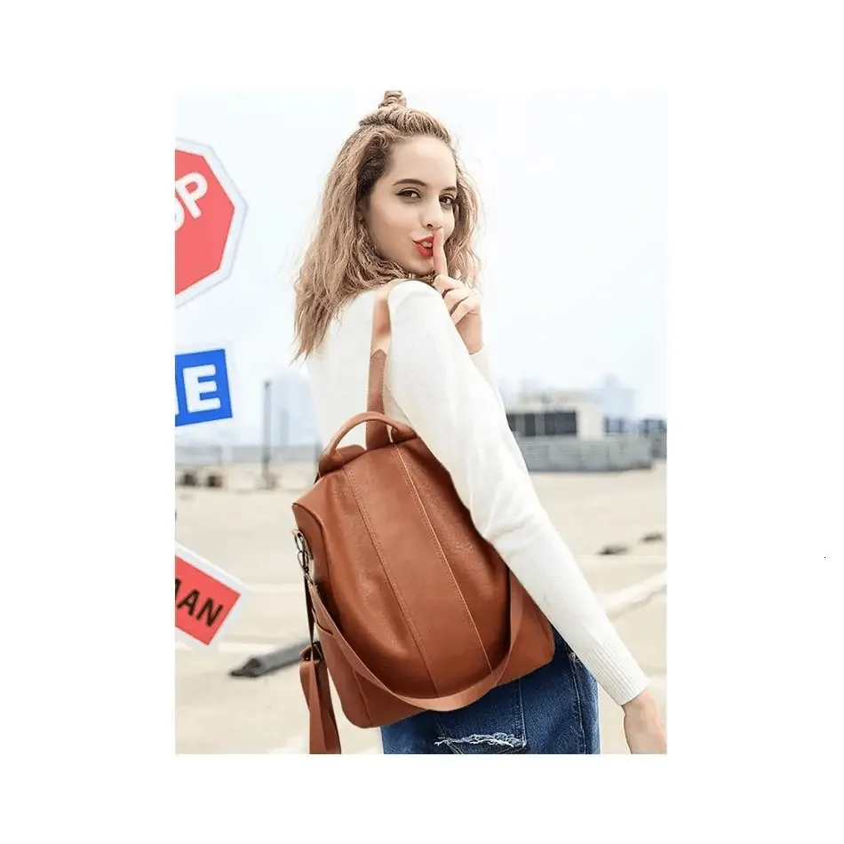 Sizzling Anti-Theft Vintage Style Leather Backpacks for Teenager Girls And Women School Bagpack For Females Travel Bags