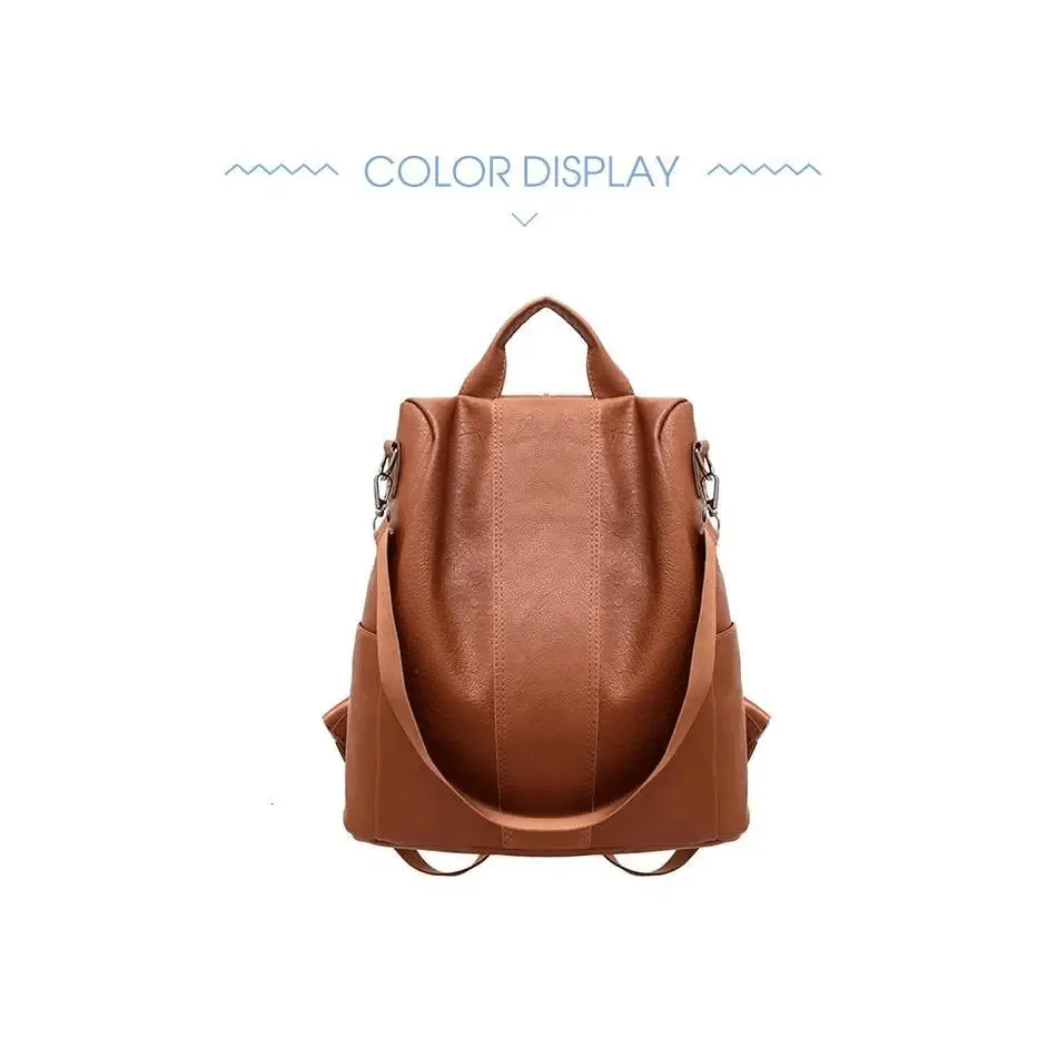Sizzling Anti-Theft Vintage Style Leather Backpacks for Teenager Girls And Women School Bagpack For Females Travel Bags